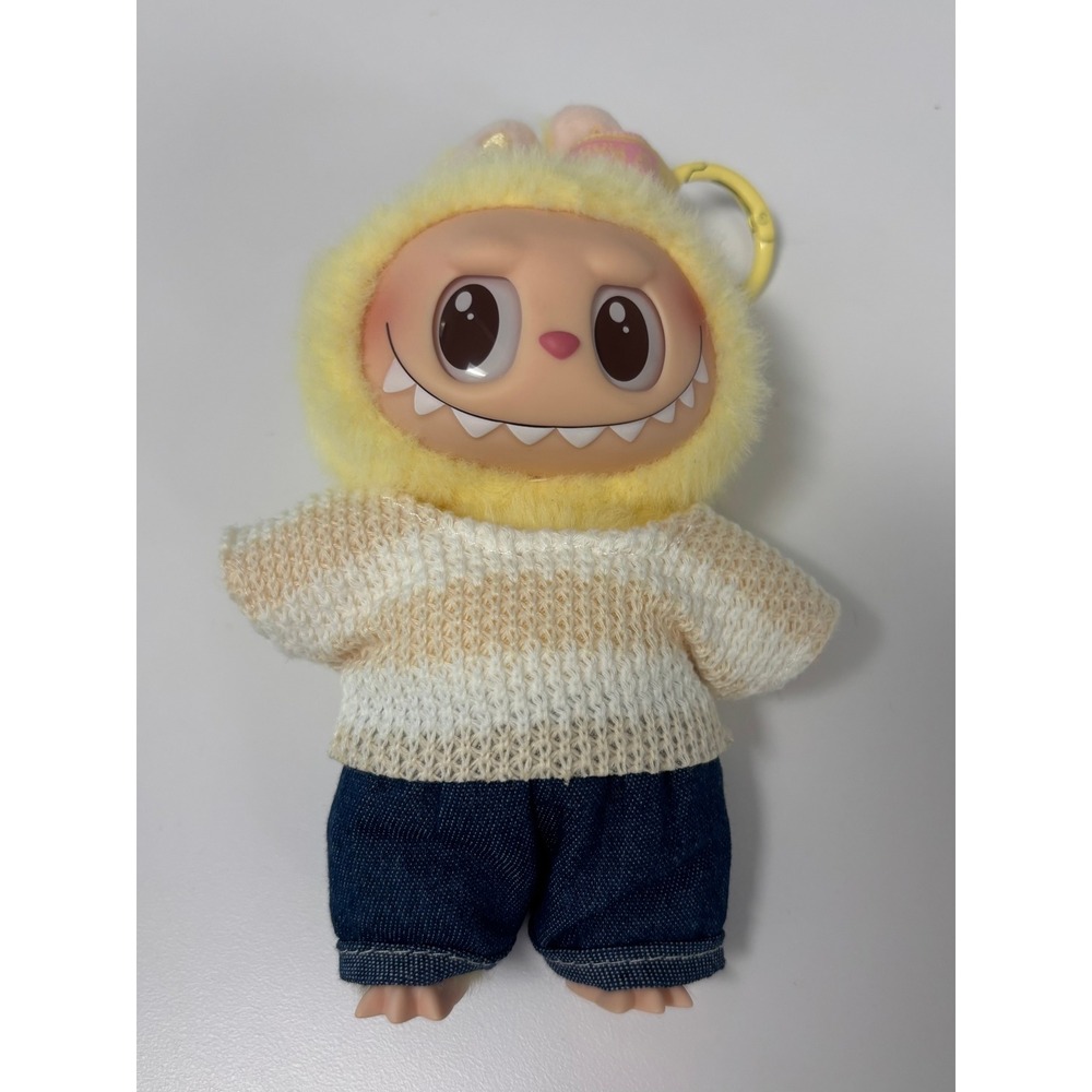 Pop Mart | Labubu The Monsters Plush Yellow Bunny Knit Sweater Denim Pants